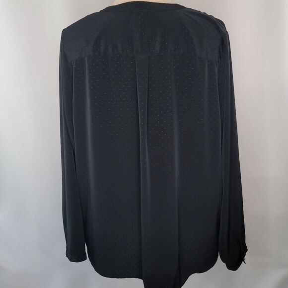 Ava & Viv Black Long Sleeve Dot Textured Blouse - Picture 7 of 10